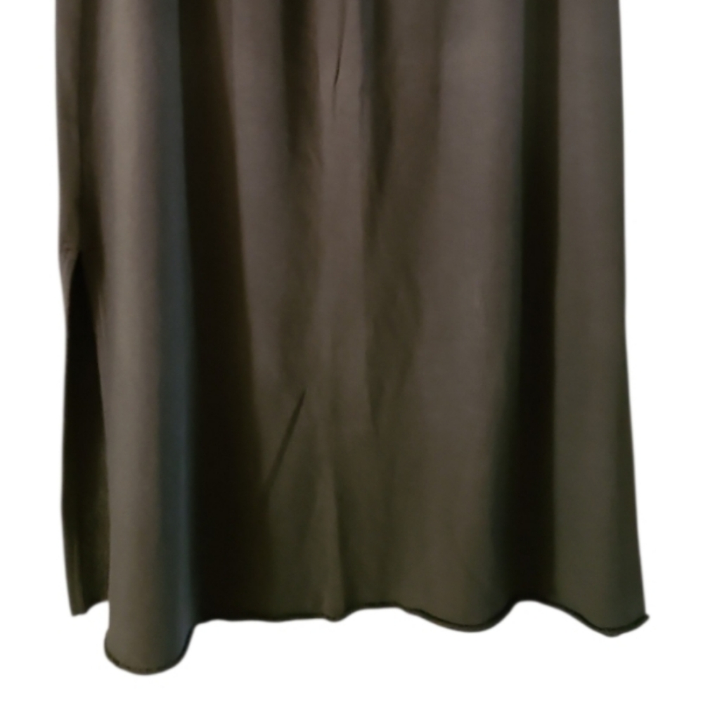 NWOT Eileen Fisher A Line Midi Side-Slit Skirt Khaki Green 100% Organic Cotton - Picture 12 of 17